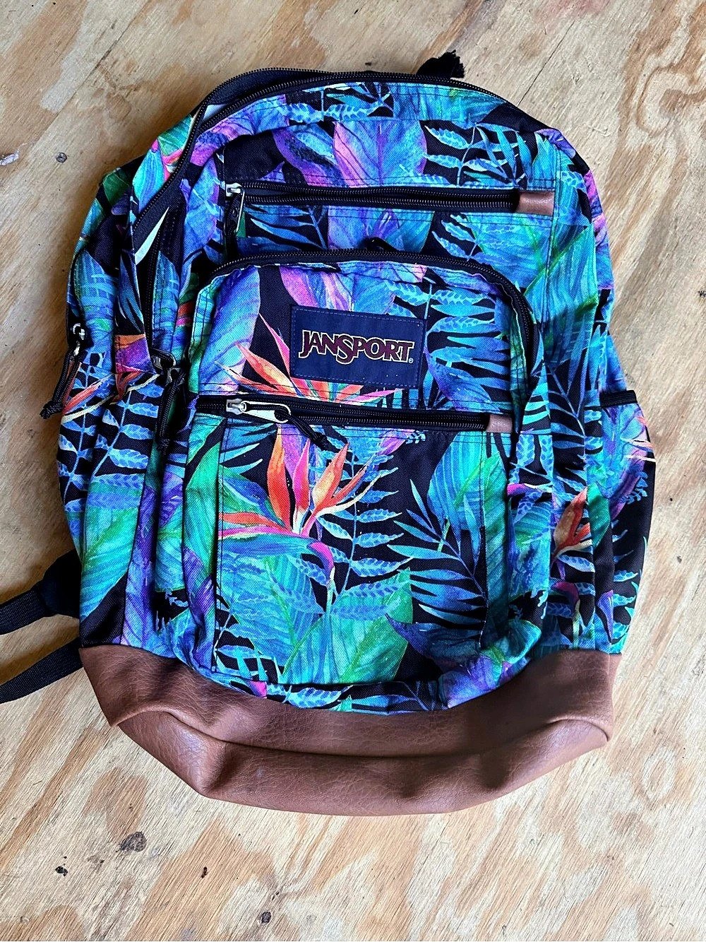 JanSport Cool Student Backpack Floral Print Blue & Purple